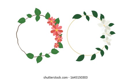 Botanical Wreath - Floral Wreath - Vector Illustration