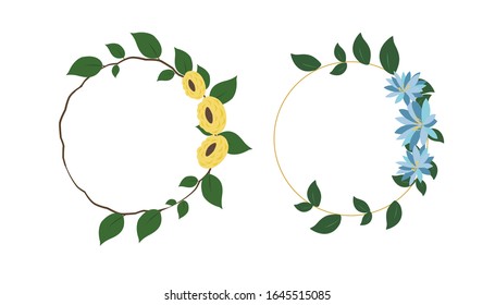 Botanical Wreath - Floral Wreath - Vector Illustration