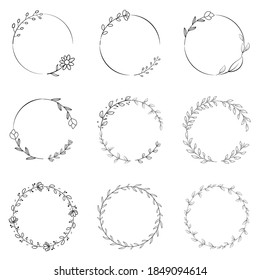 botanical wreath frame and decoration set. save the date invitation element.