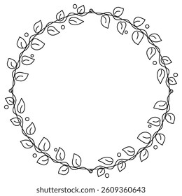 Botanical wreath leaf abstract line art