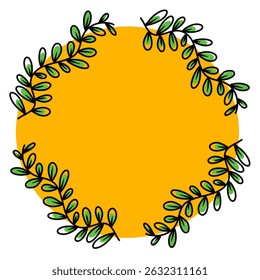 Botanical Wreath,  Wreath Vector with Leaves