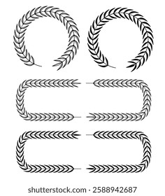 Botanical wreaths and rectangle frame leaf ornaments with an elegant design. Perfect for wedding invitations, logos, vintage decorations, and other creative projects. 