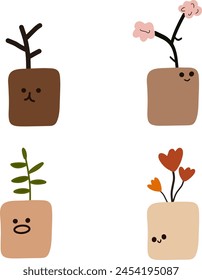 Botanicals: Cute Potted Plants with Expressive Faces | Charming Illustrated