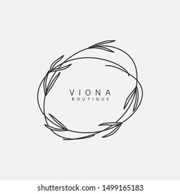 Botanicals premade logos. Vector floral hand drawn logo template in elegant and minimal style. For badges, labels, logotypes and branding business identity.