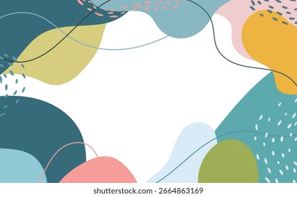 A botanical-style background design combining abstract shapes and plant motifs. Characterized by soft earth tones and a minimalist Scandinavian style.