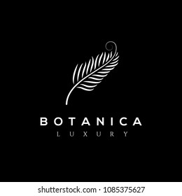 Botanics vector logo. Bio cosmetics emblem. Organic product sign. Leaf illustration
