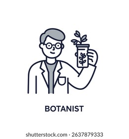 Botanist Examining Plant Sample White Background Horticultural Research Science Study