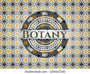 Botany arabic emblem background. Arabesque decoration.