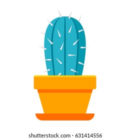 Botany concept with cactus in flower pot, vector illustration in flat style