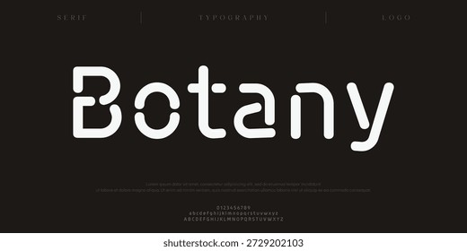 Botany, fontes Creative digital Modern alfabeto. Tipografia abstrata esporte decorativo, jogo, tecnologia, moda, digital, fonte de logotipo criativo futuro. ilustração vetorial
