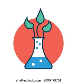 Icono del vector de relleno de color de experimento de botánica

