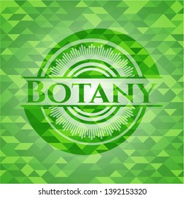 Botany green emblem with mosaic ecological style background. Vector Illustration. Detailed.