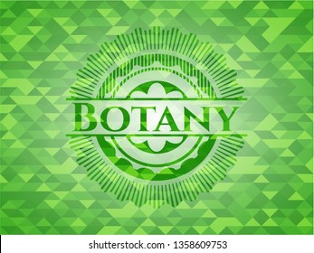 Botany green emblem with triangle mosaic background