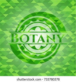 Botany green emblem with triangle mosaic background