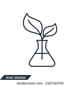 botany icon logo vector illustration. laboratory glass and plant symbol template for graphic and web design collection