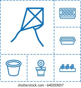 Botany icon. set of 6 botany outline icons such as pot for plants, flower pot, sprout plants