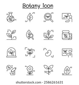 Botany icon set in thin line style