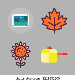 botany icon set. vector set about image, sunflower, maple leaf and pot icons set.