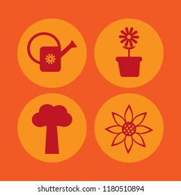botany icon. botany vector icons set watering can, tree, sunflower and flower pot