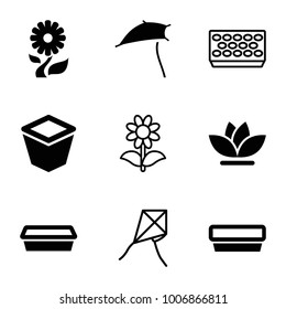 Botany icons. set of 9 editable filled and outline botany icons such as pot for plants, flower