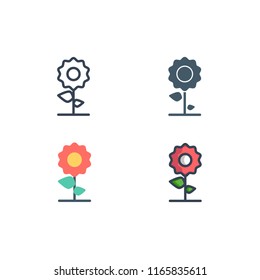 botany icons vector with four different style