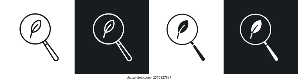 Botany icons vectors set in black. line and flat versions