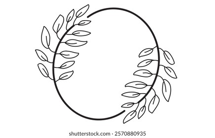 botany leaf plant nature frame border design summer spring autumn time season wedding romantic mockup empty blank copy space blossom flower decoration black color element circle round retro style art