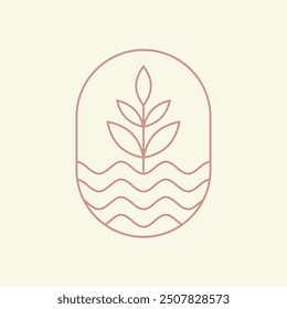 Botany Leaf Plant Outline Logo