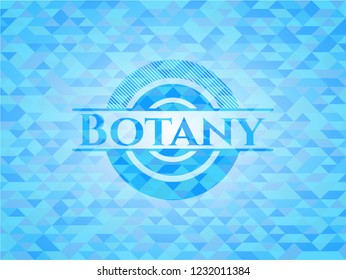 Botany light blue emblem with triangle mosaic background