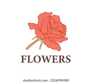 Logotipo da Botânica Floral Art Emblem Flower Shop. Elemento de Contorno de Design de Casamento. Ilustração de Vetor, Estilo Vintage