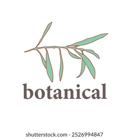 Logotipo Botany Floral Art Emblem Branch Shop. Elemento de Contorno de Design de Casamento. Ilustração de Vetor, Estilo Vintage