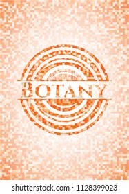Botany orange mosaic emblem with background