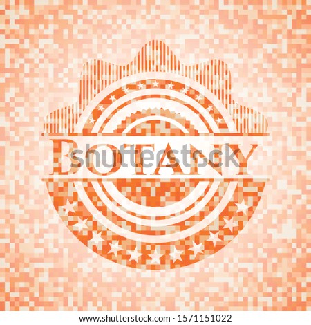 Botany orange mosaic emblem with background