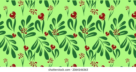 The botany pattern. Autumn berry cranberry