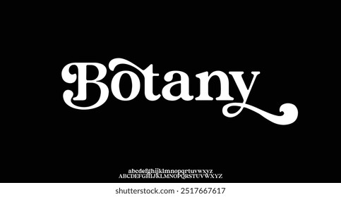 Botany premium luxury elegant alphabet letters and numbers. Elegant wedding typography classic serif font decorative vintage retro. Creative vector illustration