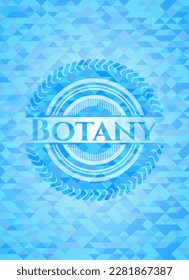 Botany realistic sky blue mosaic emblem. 