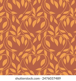 Botany seamless pattern. Flat vector illustration for paper, fabric, textile printing. Leaves of the plants are elegantly intertwined.