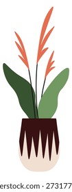 Botany vase. Ceramic jar with green natural branch