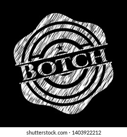 Botch chalkboard emblem on black board. Vector Illustration. Detailed.