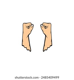 both hands clenched into fists looking up vector