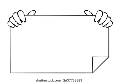 both hands holding a blank sign board illustration