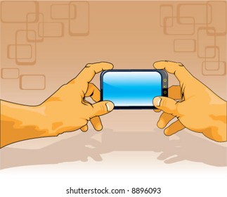 Both Hands holding cute gadget