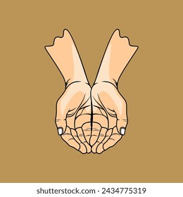 both hands open looking up vector illustration
