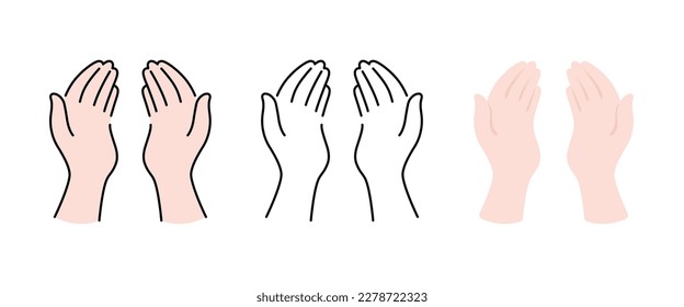 Both hands palm vector illustration set