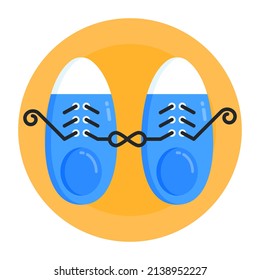 Both Laces Tied Together, Shoes Prank For Food Day, Flat Round Icon

