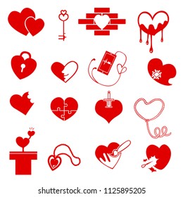 Both love and unhappy heart icon set in one collection. you can use for logo, festival card, e-card or event.