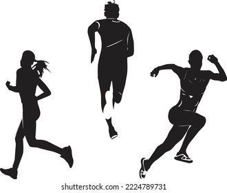 Both male and female runners It is the movement of humans or animals that use their feet to move quickly.