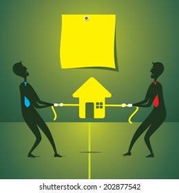 both men try pull home own side or purchase concept vector