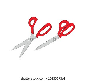 Both open and closed tailor scissors