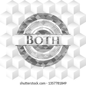 Both retro style grey emblem with geometric cube white background